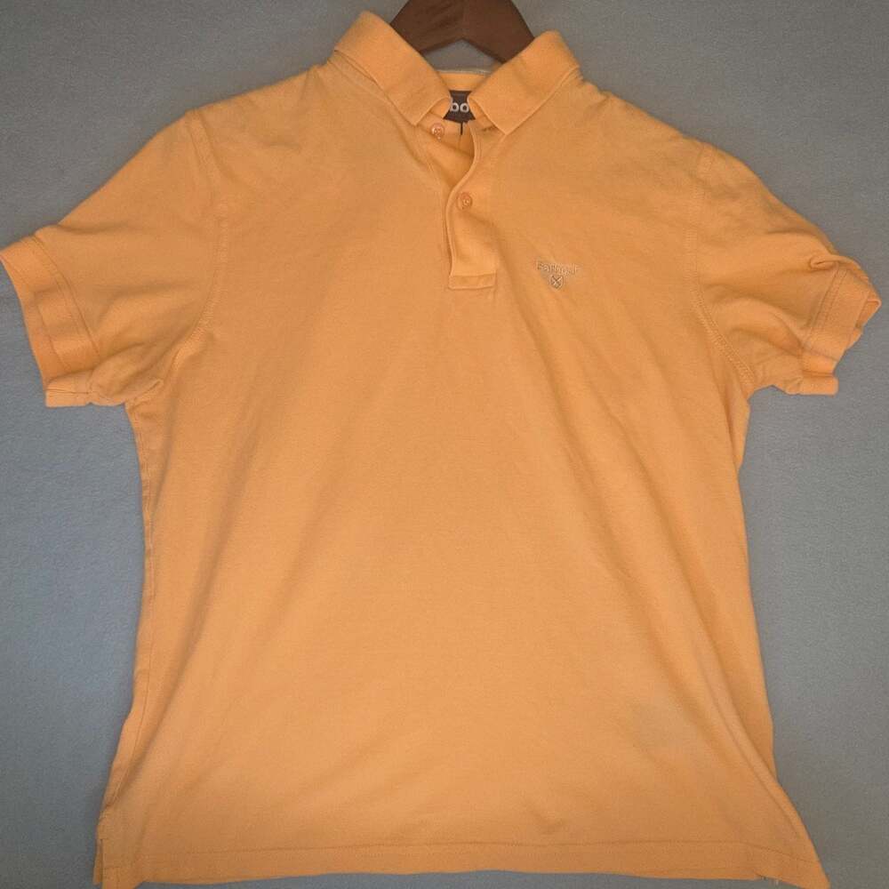 Barbour Mens Medium (M) Orange Short Sleeve Cotton Pique Polo Shirt